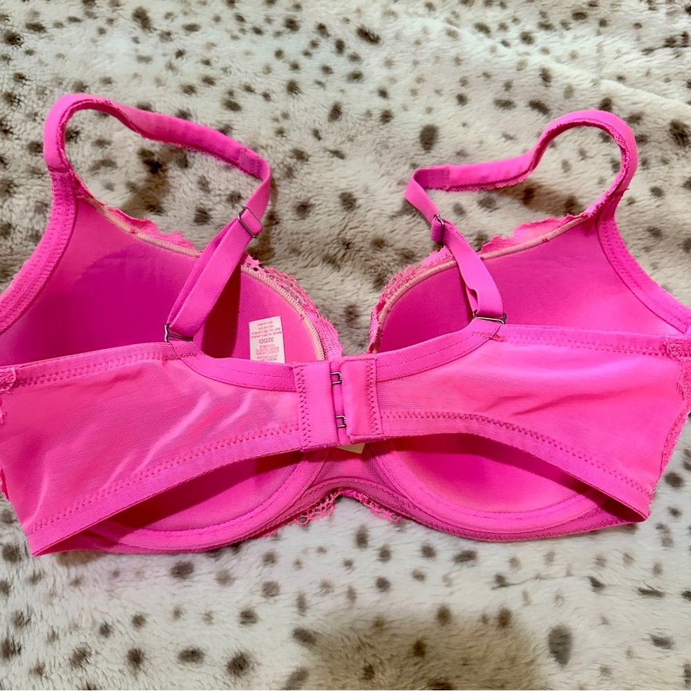 Victoria's Secret Body by Victoria Lined Demi Vibrant Pink Lace Bra 32DD - Picture 3 of 4